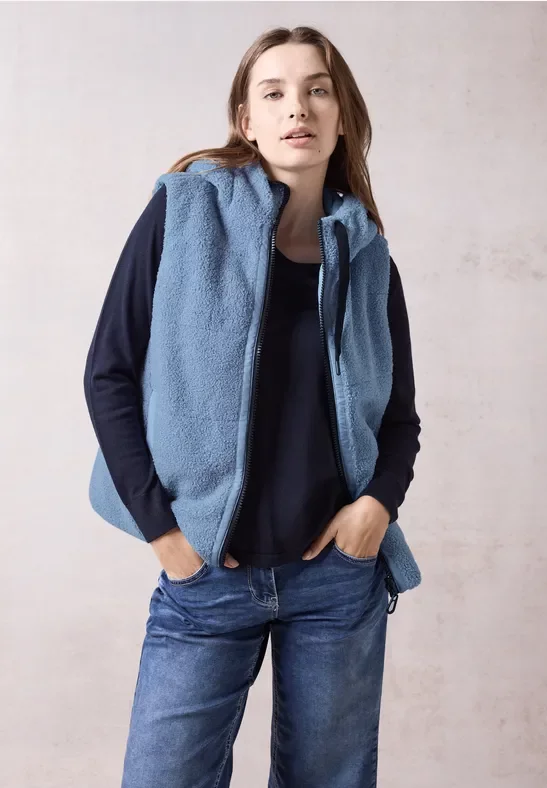 Cecil Damen Wendbare Teddy Weste in Blau, Gr: XS