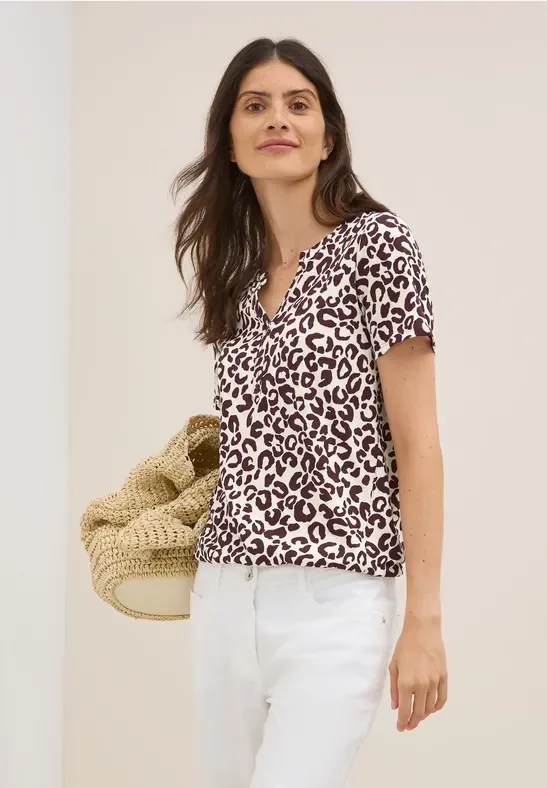 Thumbnail - Cecil Damen Leo-Shirt im Tunika-Look in Rot, Gr: L