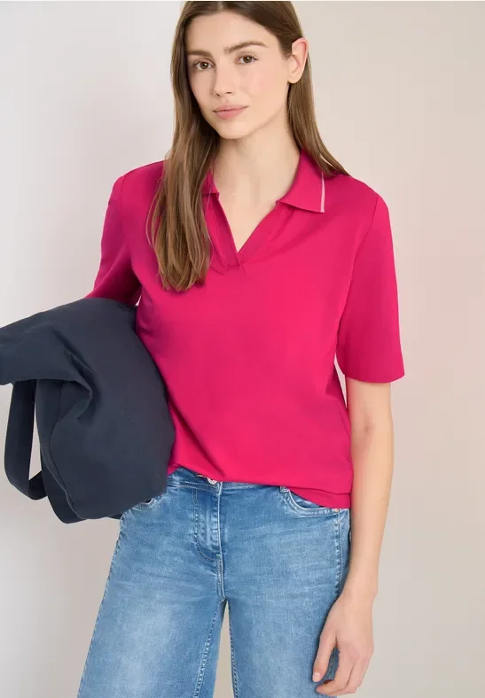 Cecil Damen Piqué Poloshirt in Pink, Gr: XXL