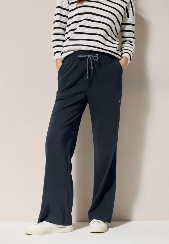 Thumbnail - Cecil Damen Wide Leg Hose in Blau, Gr: XXL