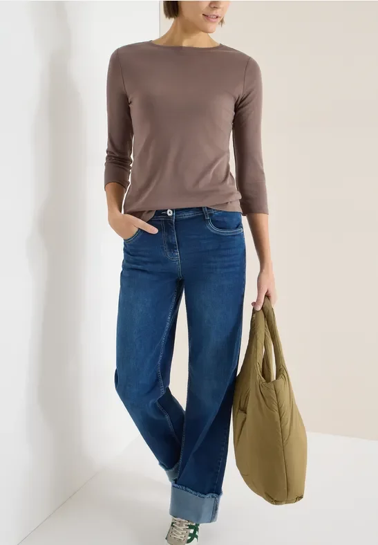 Thumbnail - Cecil Damen Basic Shirt in Unifarbe in Beige, Gr: M
