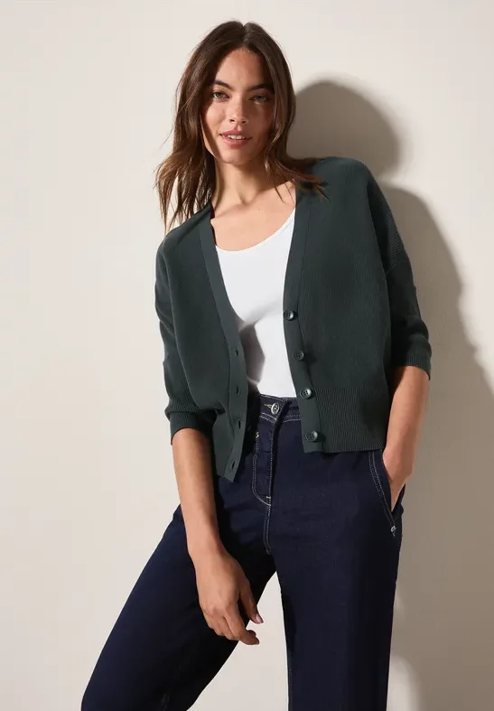 Cecil Damen Cardigan mit Struktur in Grün, Gr: XXL