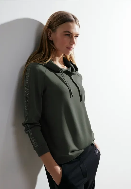 Cecil Damen Hoodie mit Ärmeldetail in Grün, Gr: XL