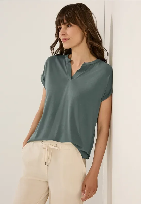 Thumbnail - Cecil Damen Cupro Touch Jersey T-Shirt in Grün, Gr: M