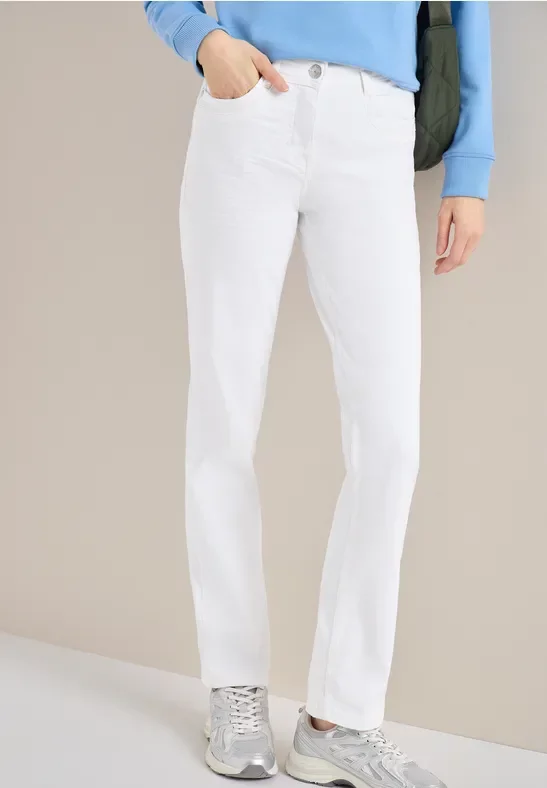 Cecil Damen Straight Leg Jeans in Weiß, Gr: 28
