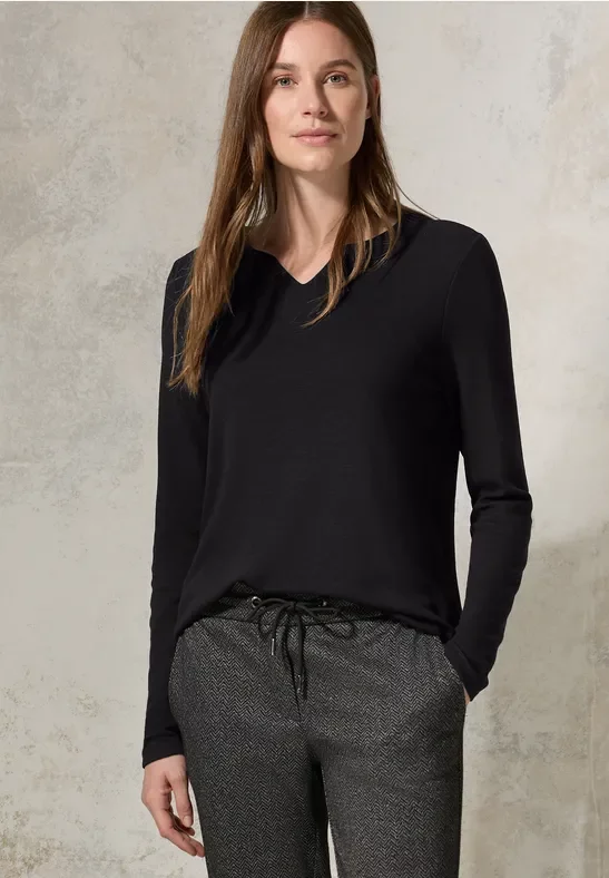 Cecil Damen Ottoman Shirt in Schwarz, Gr: XS