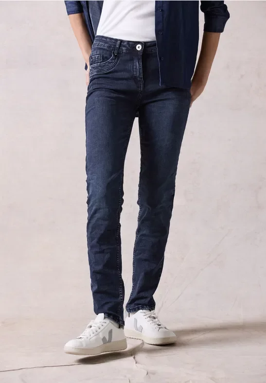 Cecil Damen Jeans im Slim Fit in Blau, Gr: 28