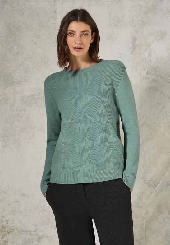 Thumbnail - Cecil Damen Softer Strukturpullover in Grün, Gr: XL