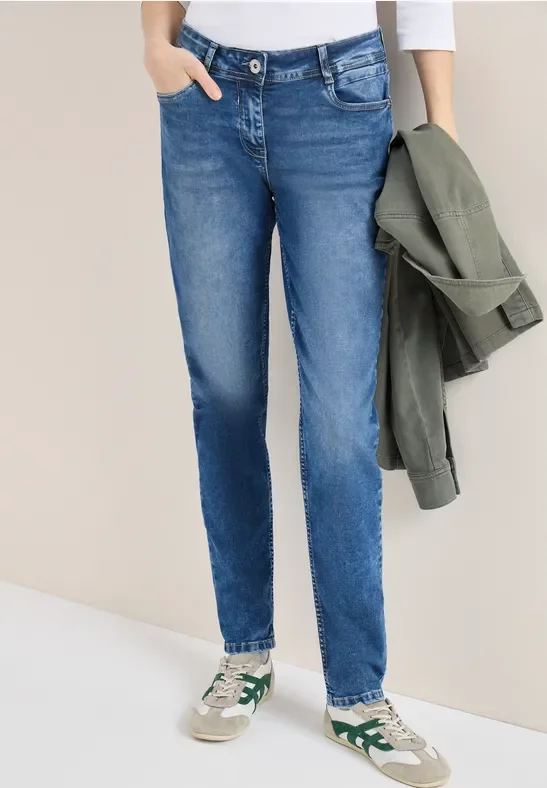 Cecil Damen Slim Leg Jeans in Blau, Gr: 34