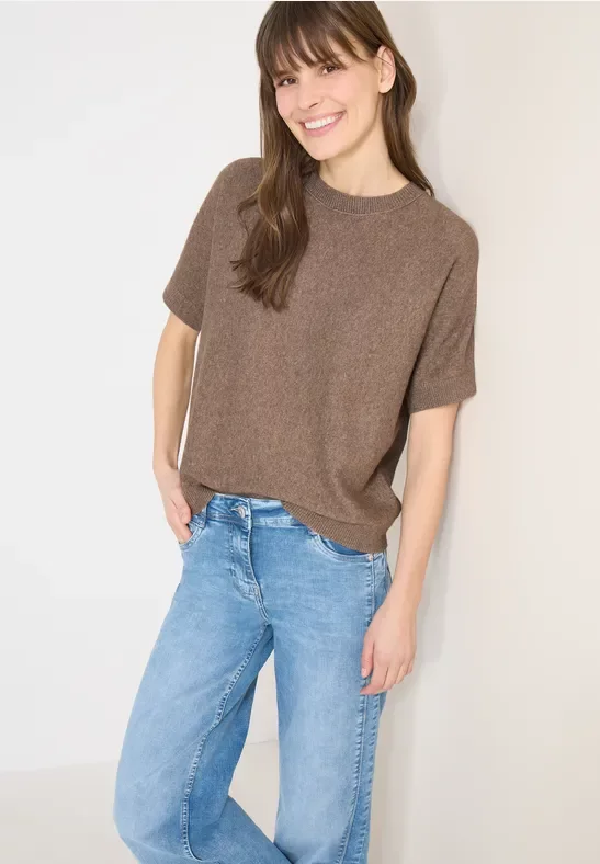 Cecil Damen Pullover in Unifarbe in Braun, Gr: XXL