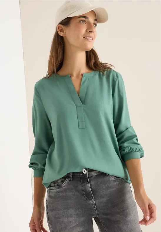 Cecil Damen Split Neck Bluse in Grün, Gr: S