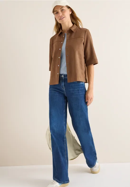 Thumbnail - Cecil Damen Veloursbluse in Braun, Gr: XXL
