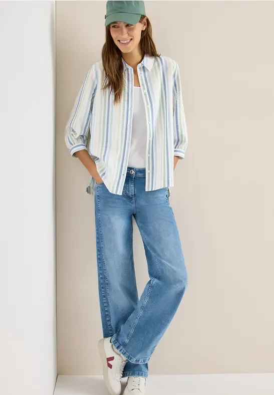 Cecil Damen Seersucker Hemdbluse in Grün, Gr: M