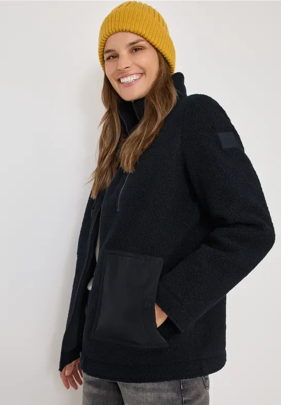 Thumbnail - Cecil Damen Kuschelige Jacke mit Details in Blau, Gr: S