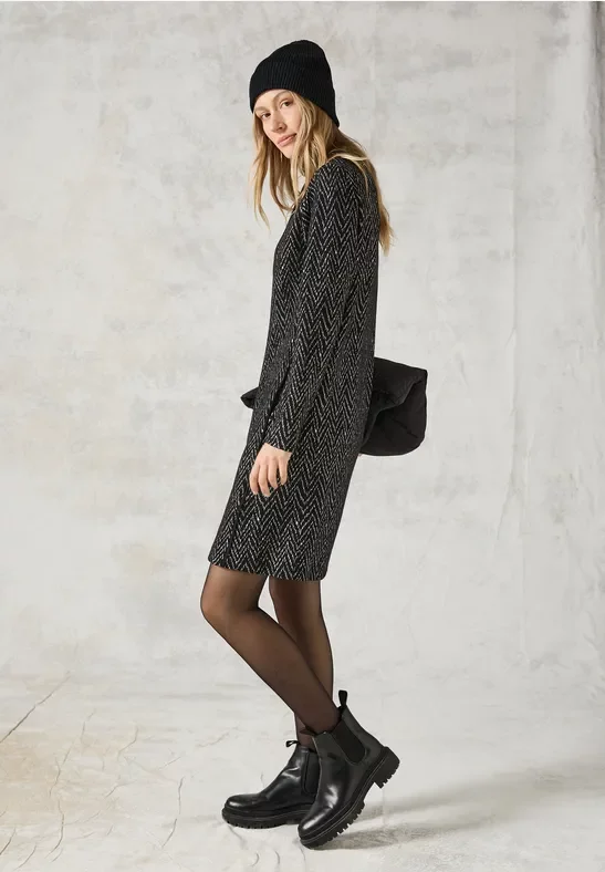 Thumbnail - Cecil Damen Jaquard-Kleid in Schwarz, Gr: S