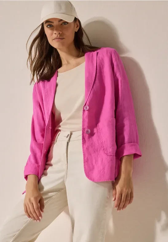 Cecil Damen Leinen-Blazer in Pink, Gr: XS