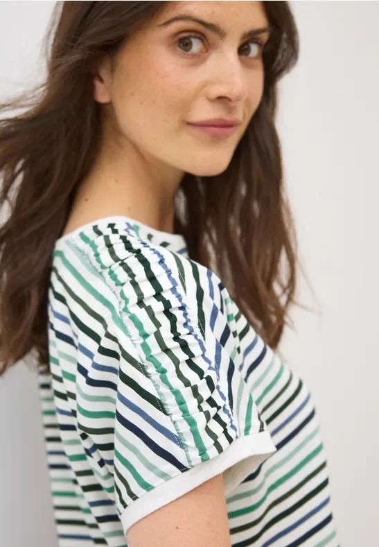 Cecil Damen Streifen-Shirt mit Tunnelzug in Grün, Gr: XXL