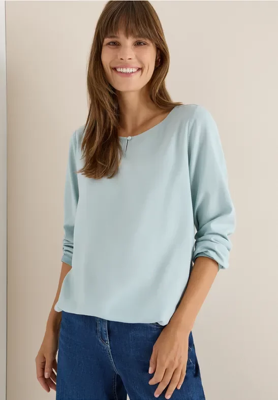 Thumbnail - Cecil Damen Bluse in Unifarbe in Blau, Gr: L