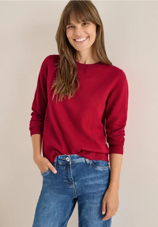 Thumbnail - Cecil Damen Softer Rundhals Pullover in Rot, Gr: S