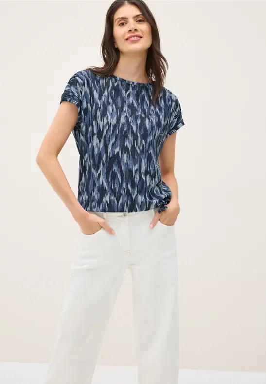 Cecil Damen Shirt im Ausbrenner-Look in Blau, Gr: XXL
