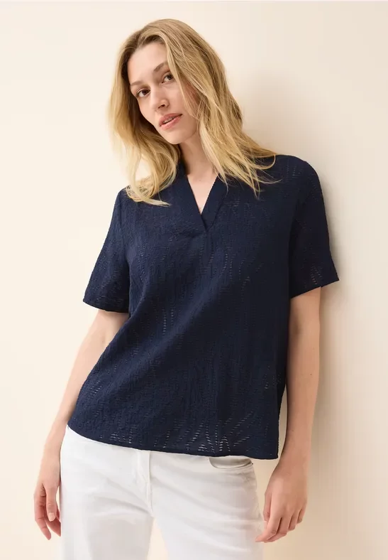 Thumbnail - Cecil Damen Blusenshirt mit Struktur in Blau, Gr: XL