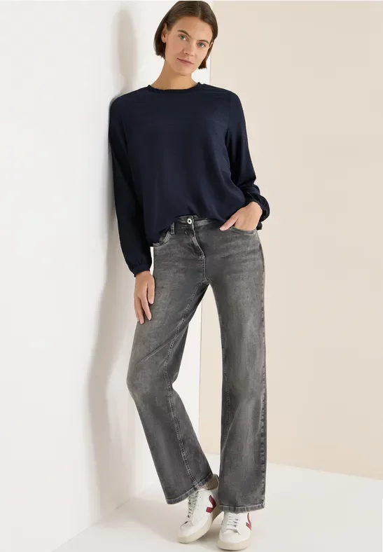 Thumbnail - Cecil Damen Bluse mit Smock-Ausschnitt in Blau, Gr: M