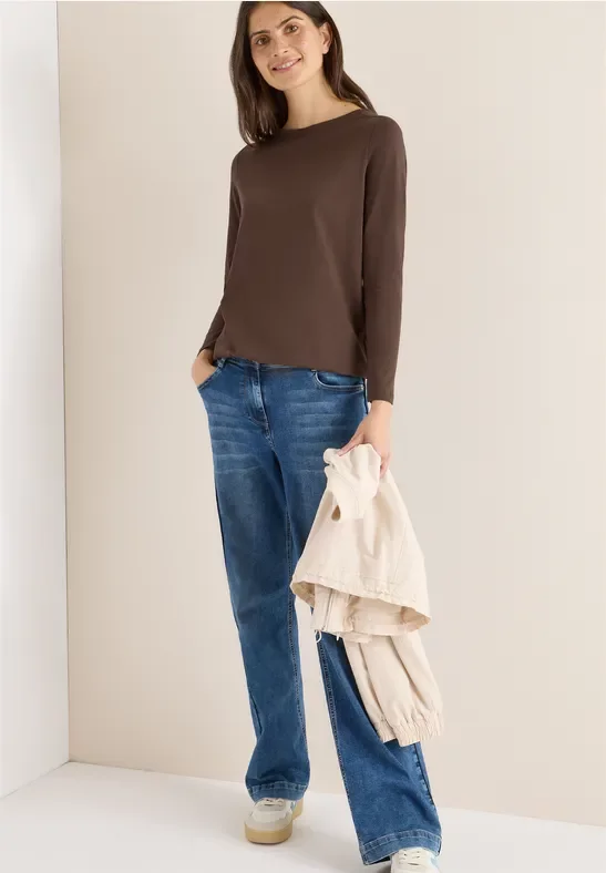 Thumbnail - Cecil Damen Shirt in Unifarbe in Braun, Gr: XL
