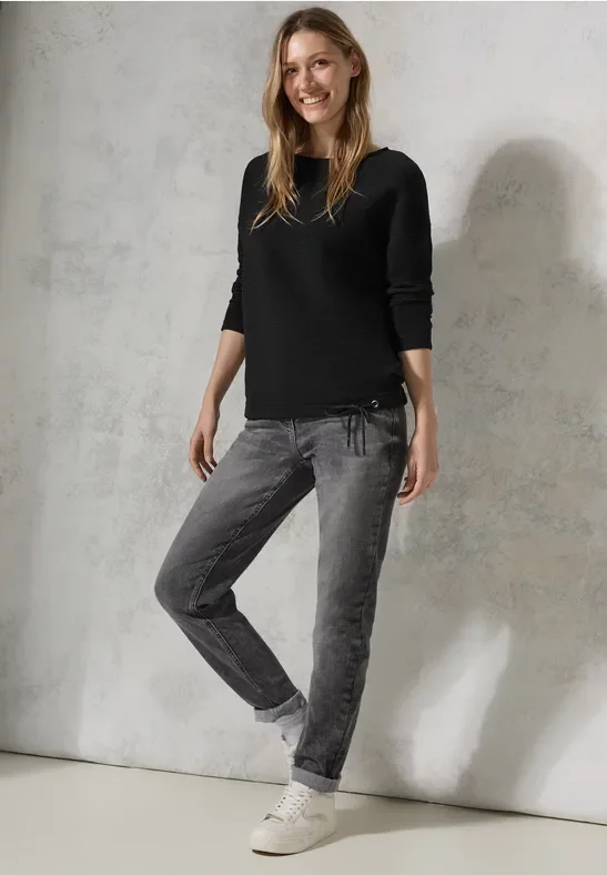 Cecil Damen Glitzerndes Ottoman Shirt in Schwarz, Gr: S