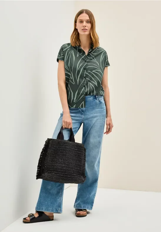 Thumbnail - Cecil Damen Leichte Baumwollhemdbluse in Grün, Gr: L