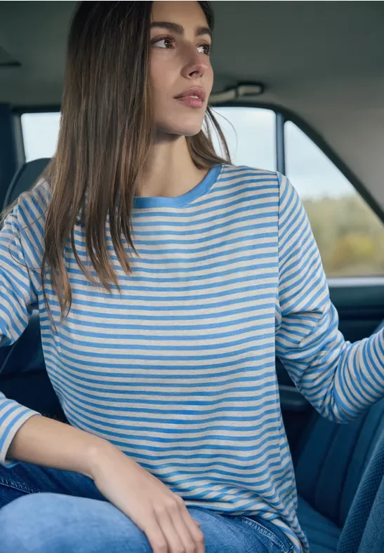 Thumbnail - Cecil Damen Gestreiftes Shirt in Blau, Gr: XL