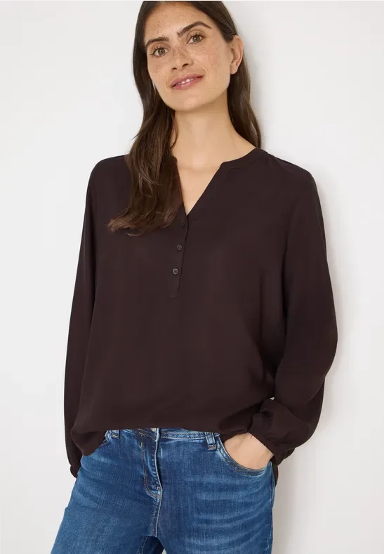 Thumbnail - Cecil Damen Bluse in Unifarbe in Braun, Gr: L