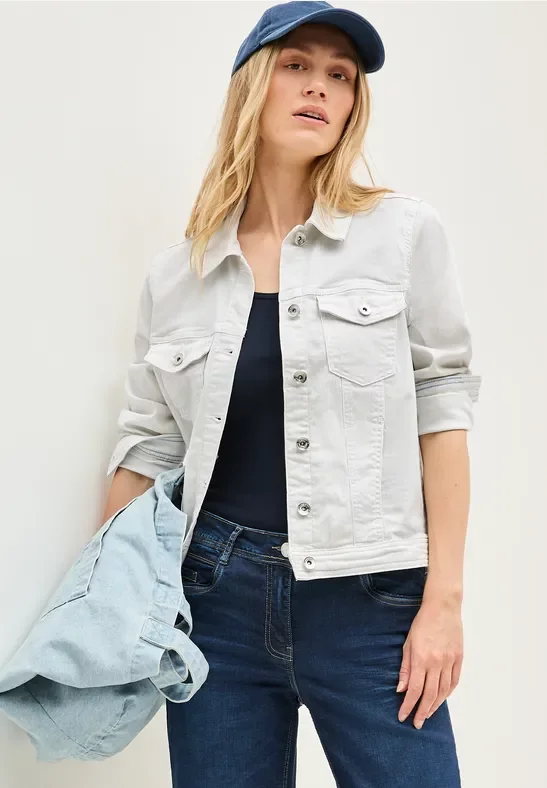 Thumbnail - Cecil Damen Gestreifte Jacke in Grau, Gr: XL