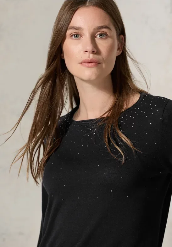 Thumbnail - Cecil Damen Pullover mit Glitzer-Details in Schwarz, Gr: M