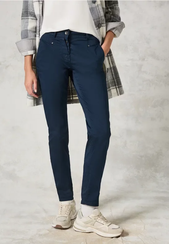 Cecil Damen Hose im Slim Fit in Blau, Gr: 27