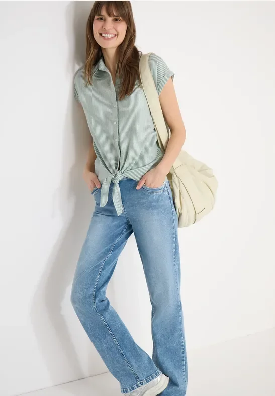 Thumbnail - Cecil Damen Bluse in Seersucker Qualität in Grün, Gr: S