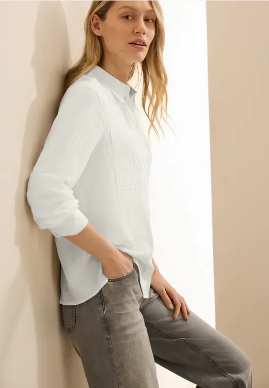 Cecil Damen Strukturbluse in Weiß, Gr: XXL