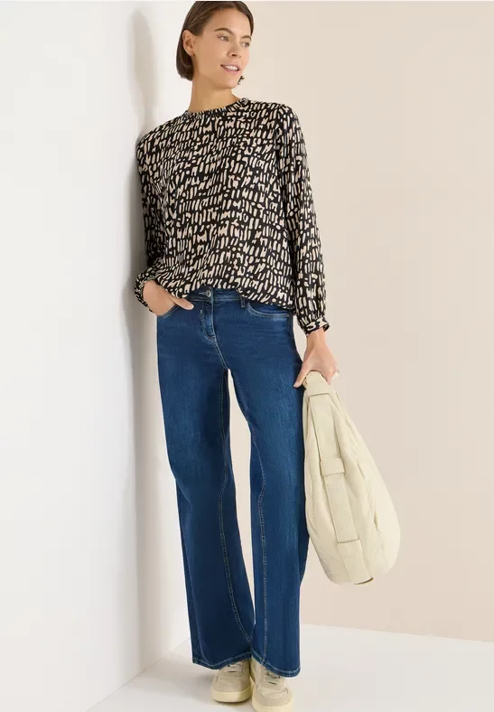 Cecil Damen Bluse mit Smock-Ausschnitt in Grün, Gr: M