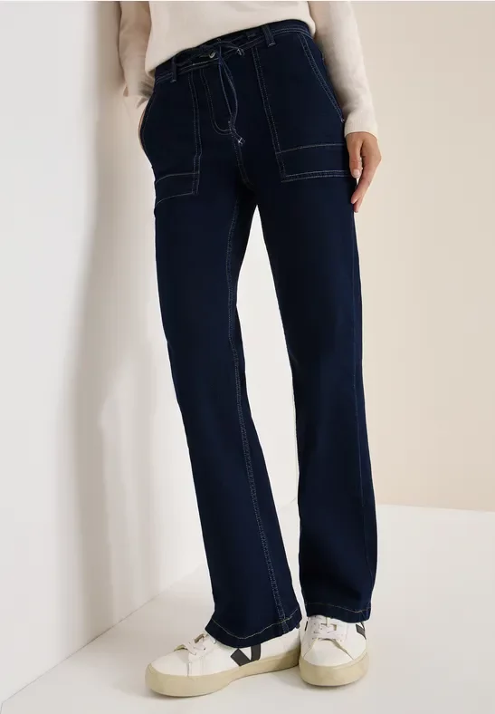Cecil Damen Rinsed Bootcut Jeans in Blau, Gr: 36