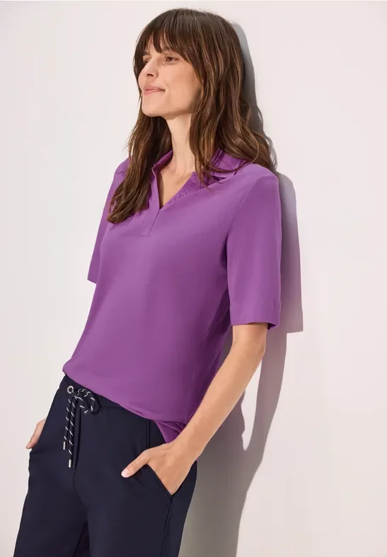 Cecil Damen Piquée Polo-Shirt in Lila, Gr: XL