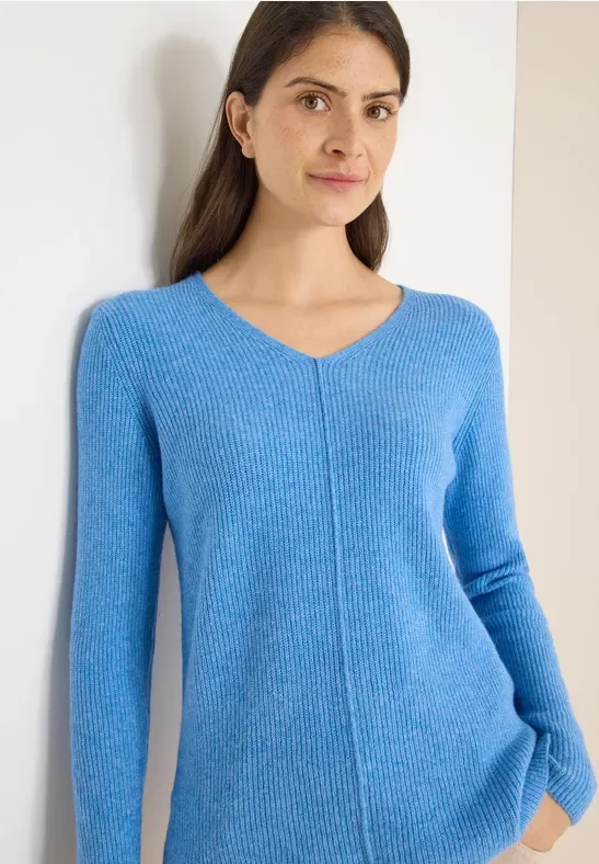 Thumbnail - Cecil Damen V-Neck Pullover in Blau, Gr: XXL