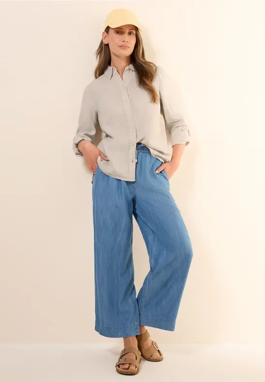 Cecil Damen Leinen-Hemdbluse in Beige, Gr: XL