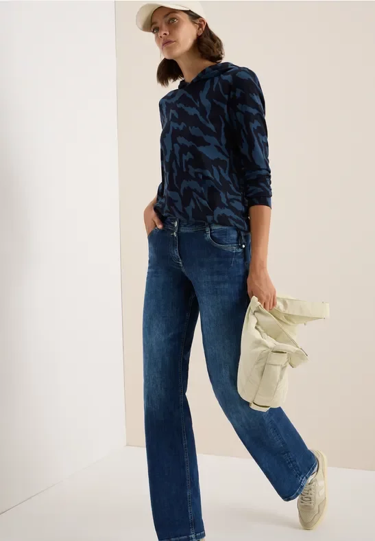 Thumbnail - Cecil Damen Gemustertes Kapuzenshirt in Blau, Gr: XS