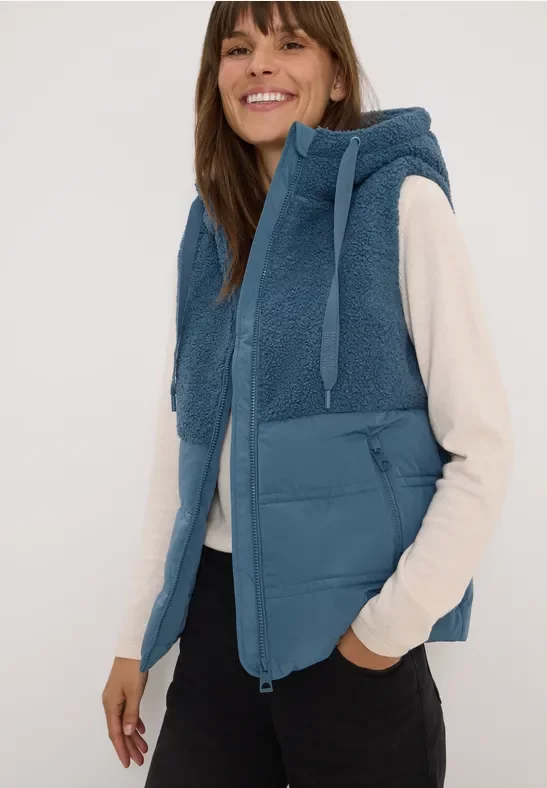Thumbnail - Cecil Damen Weste mit Strukturmix in Blau, Gr: XXL