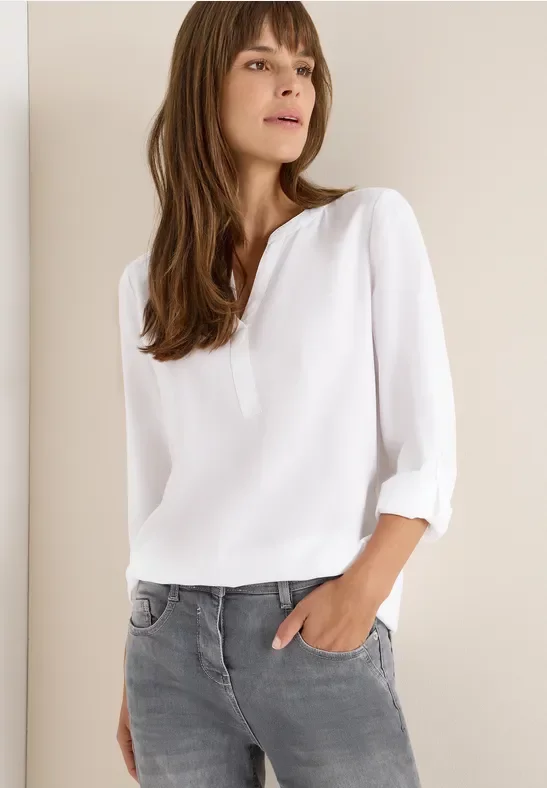Thumbnail - Cecil Damen Bluse in Unifarbe in Weiß, Gr: L