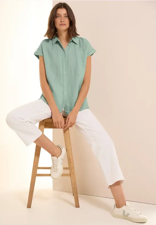 Cecil Damen Leinen-Hemdbluse in Grün, Gr: S