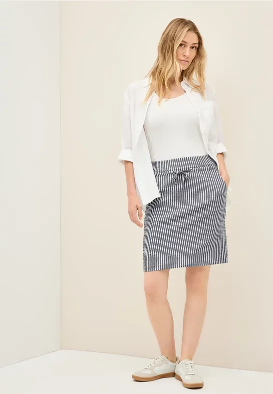 Thumbnail - Cecil Damen Gestreifter Seersucker Rock in Blau, Gr: L