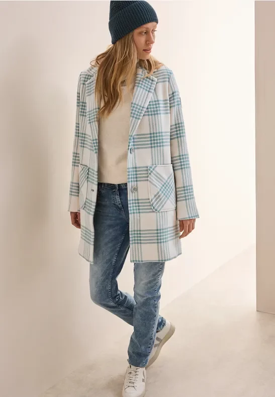 Cecil Damen Karierter Mantel in Grün, Gr: XXL