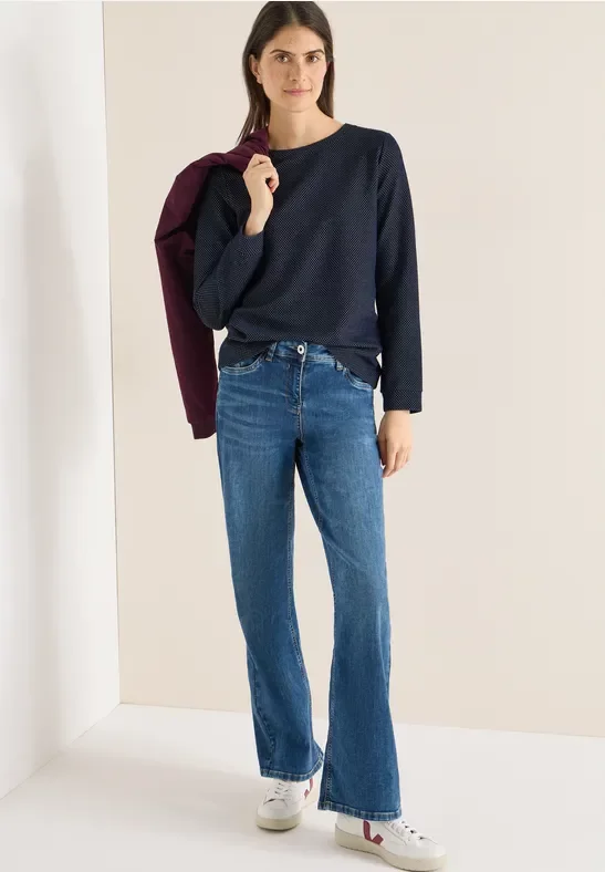 Thumbnail - Cecil Damen Two Tone Strukturshirt in Blau, Gr: L