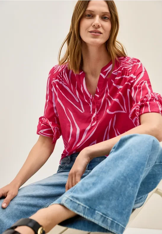 Thumbnail - Cecil Damen Print-Mix Bluse in Rot, Gr: XXL