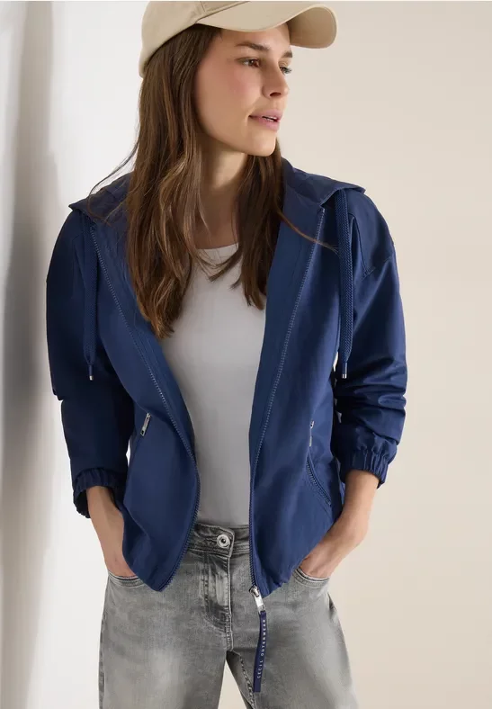 Cecil Damen Jacke aus Baumwollmix mit Kapuze in Blau, Gr: XL